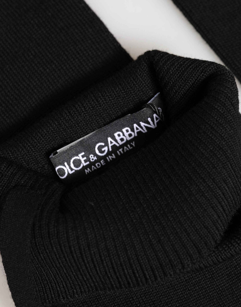 Dolce & Gabbana Black Virgin Wool Knitted Fingerless Men Gloves