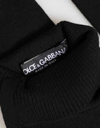 Dolce & Gabbana Black Virgin Wool Knitted Fingerless Men Gloves