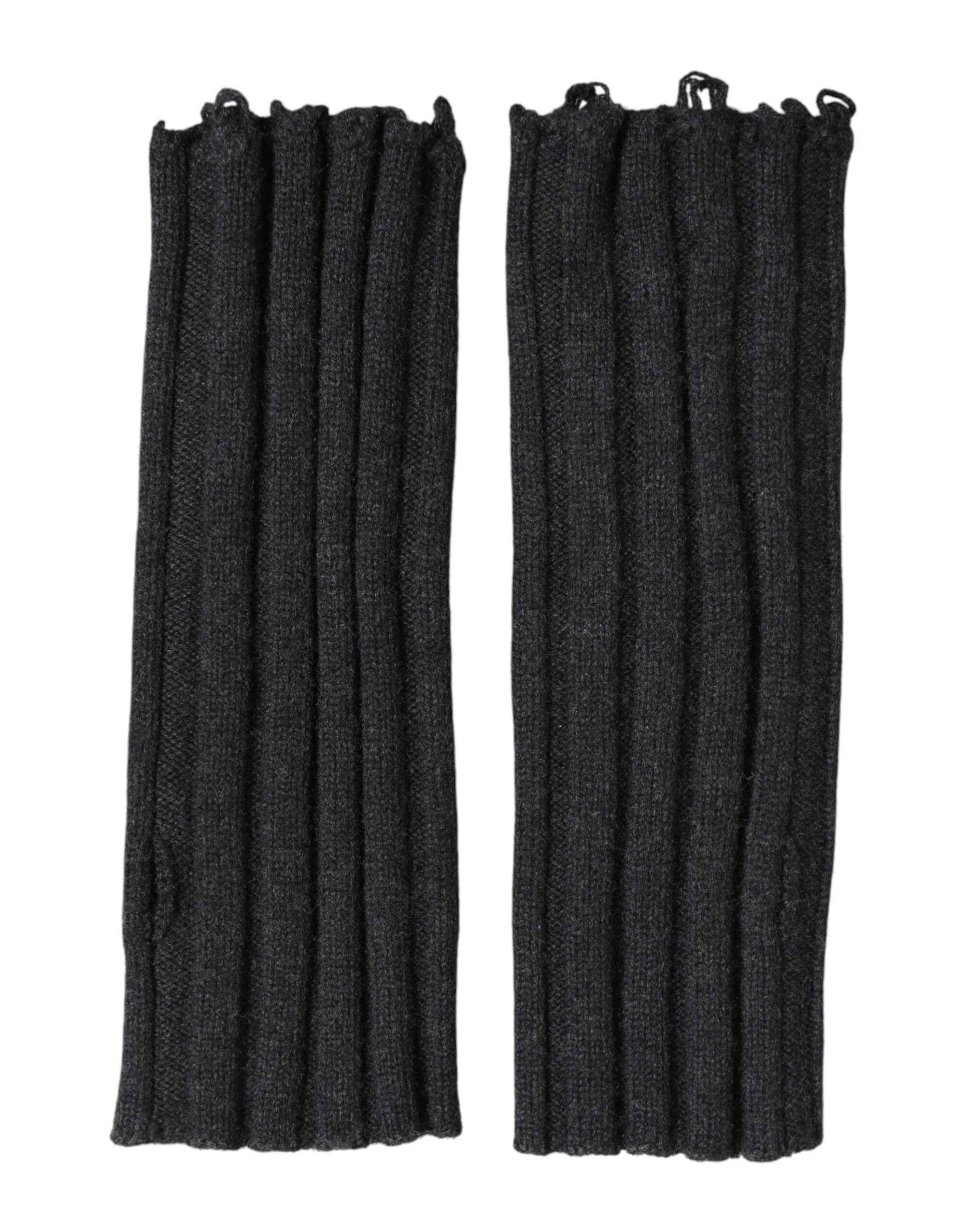 Dolce & Gabbana Black Virgin Wool Knitted Fingerless Gloves