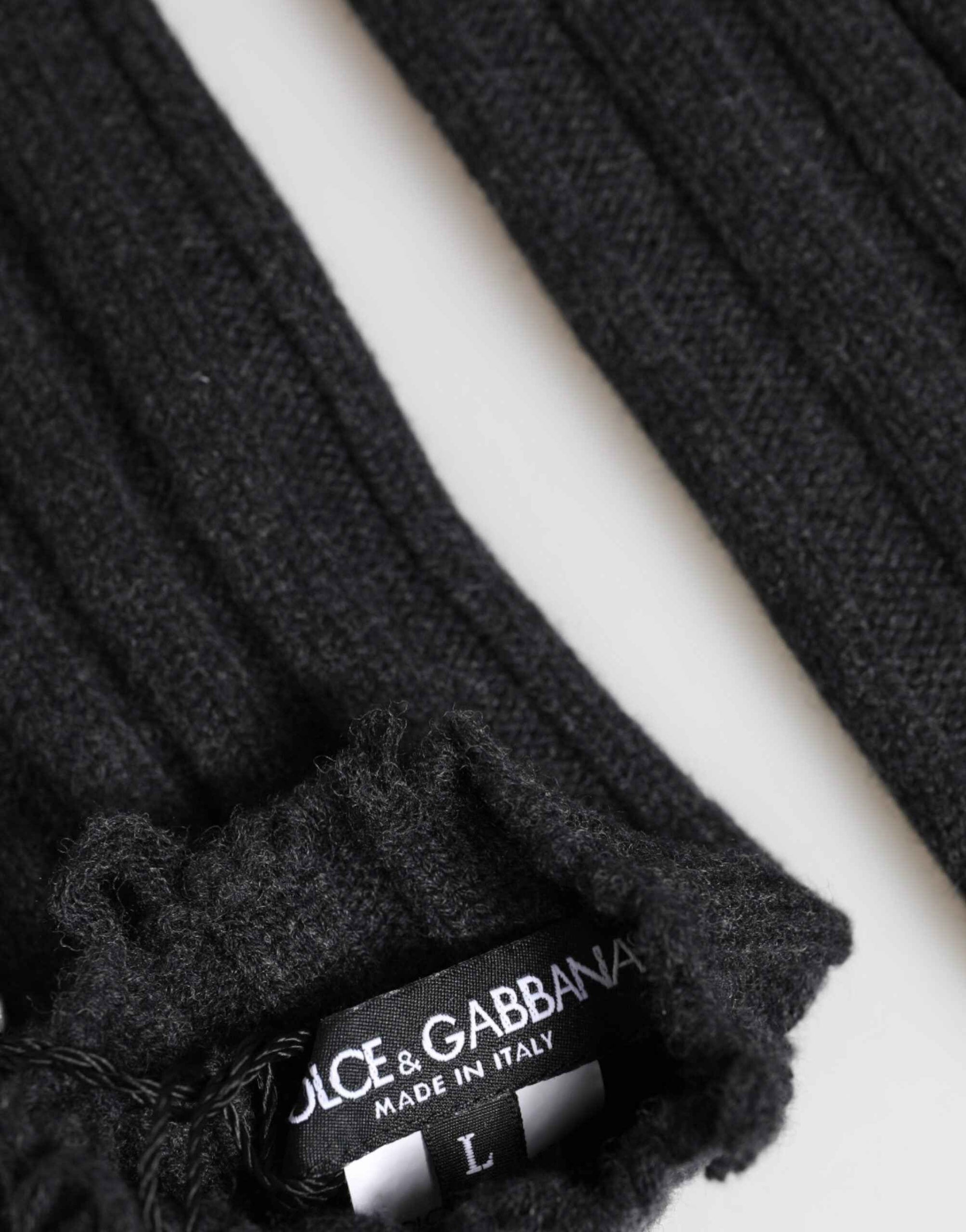 Dolce & Gabbana Black Virgin Wool Knitted Fingerless Gloves