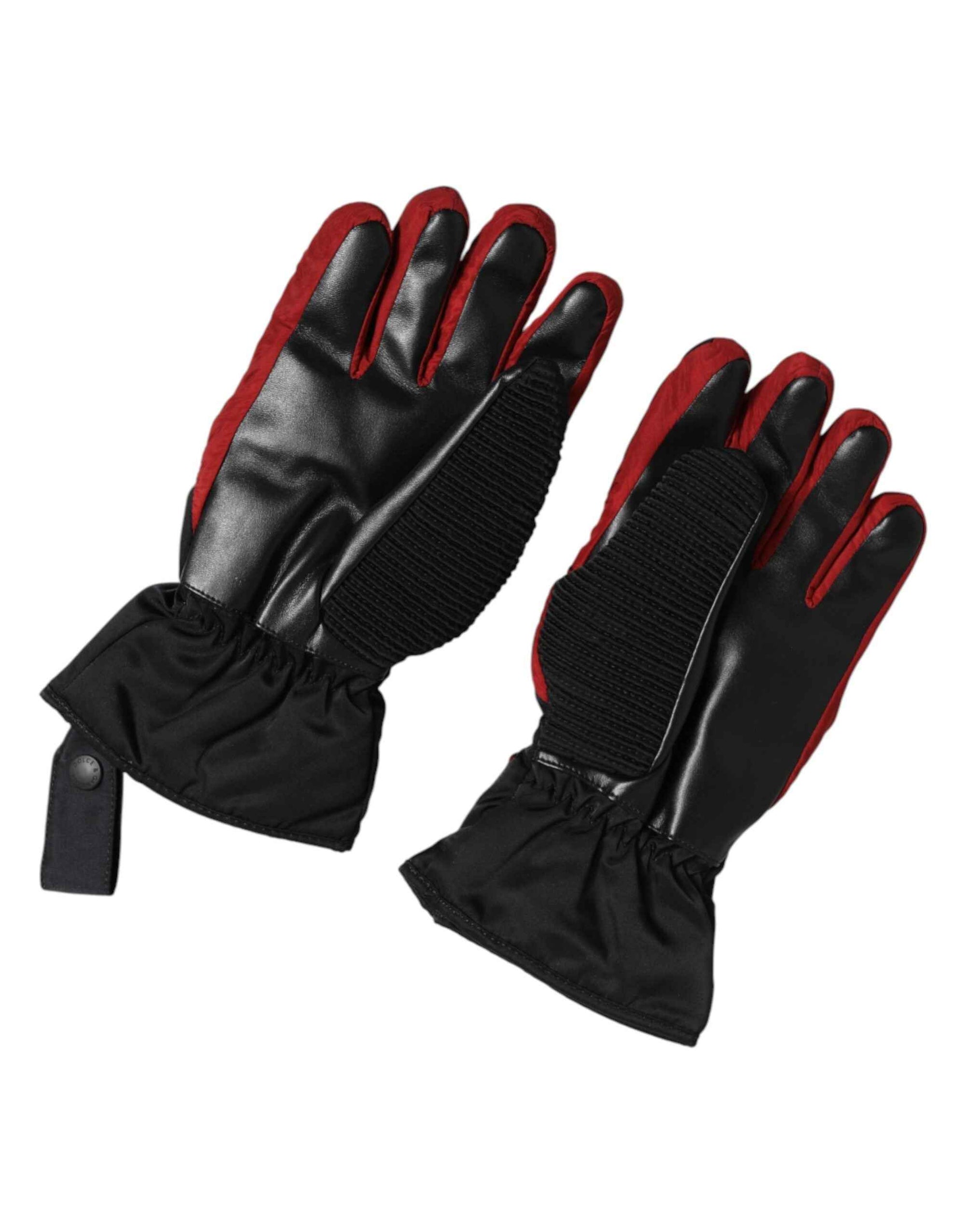 Dolce & Gabbana Black Red Nylon Wrist Length Mitten Gloves