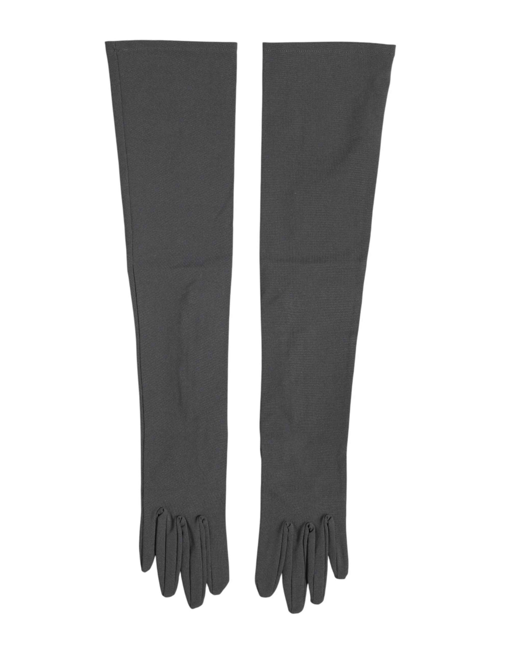 Dolce & Gabbana Dark Gray Viscose Elbow Length Mitten Men Gloves