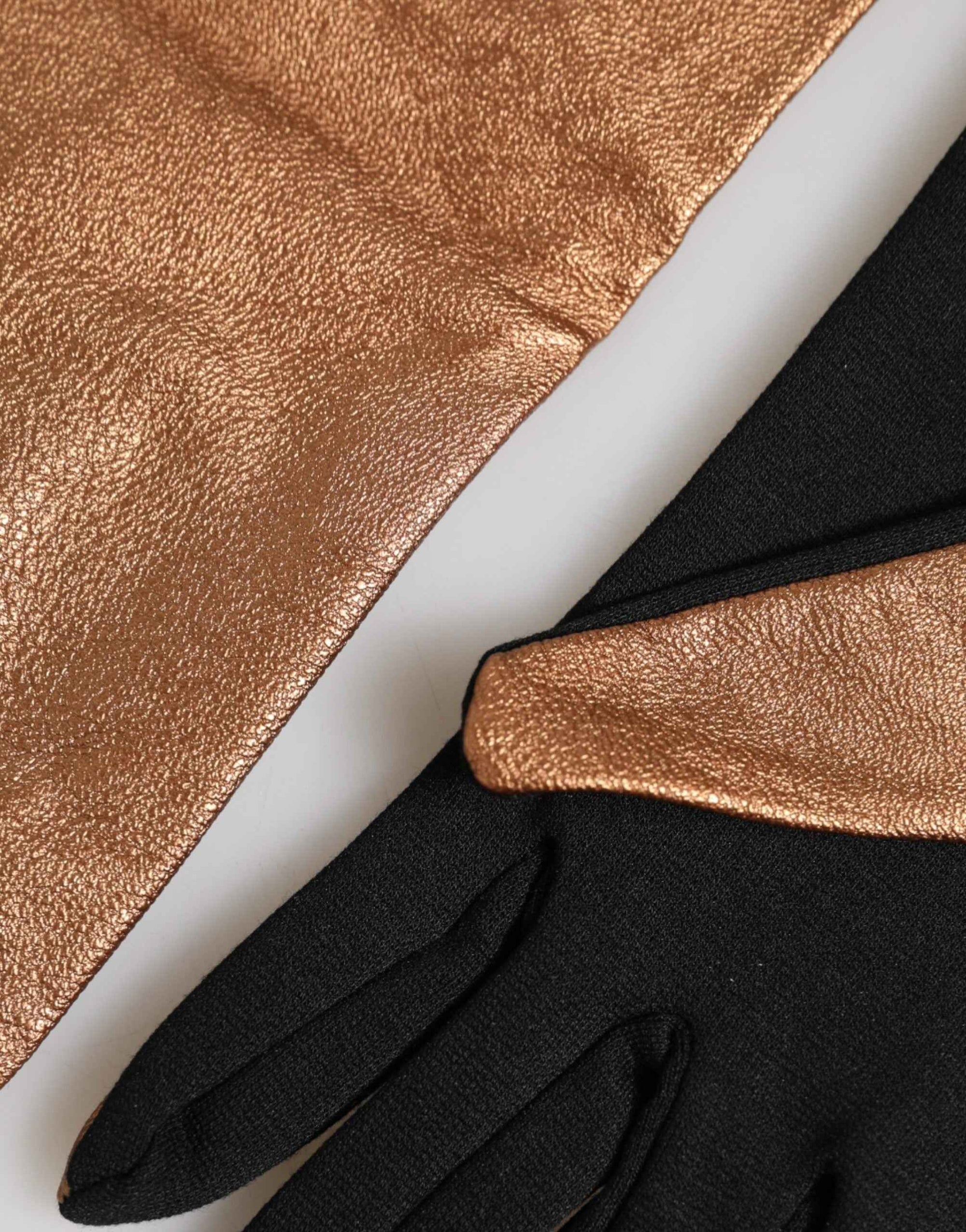 Dolce & Gabbana Brown Black Wool Elbow Length Mitten Men Gloves