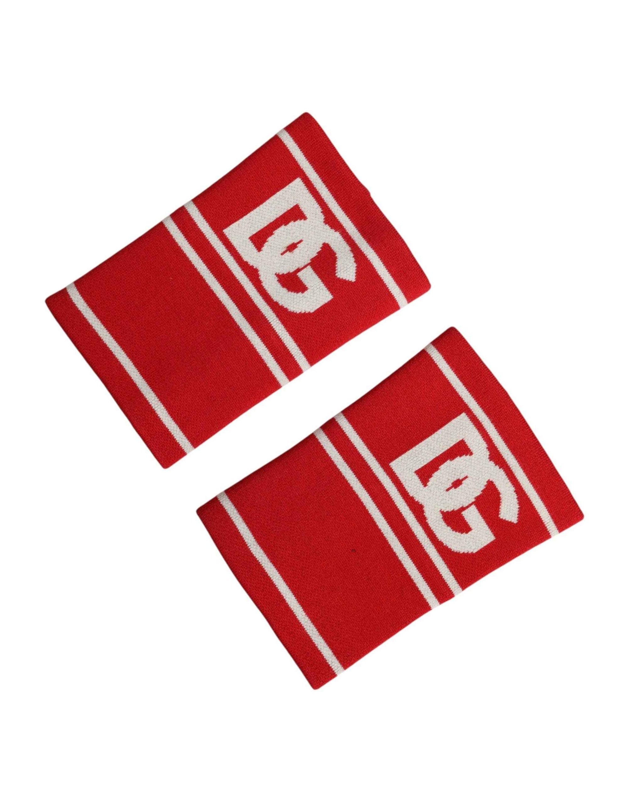 Dolce & Gabbana Red White DG Logo Cotton 1 Pair One SIze Wristband
