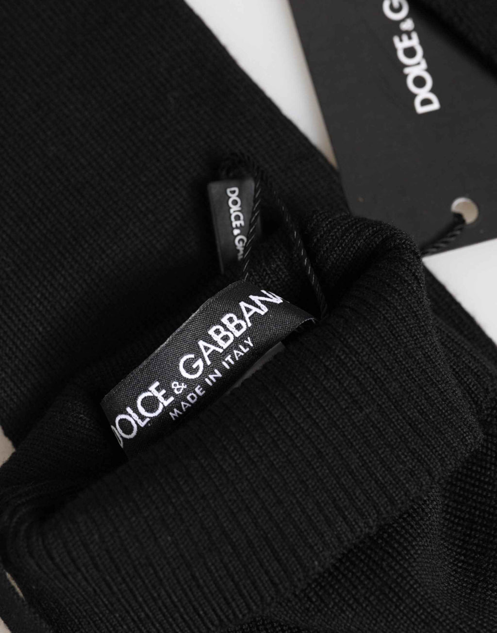 Dolce & Gabbana Black Virgin Wool Knitted Fingerless Men Gloves