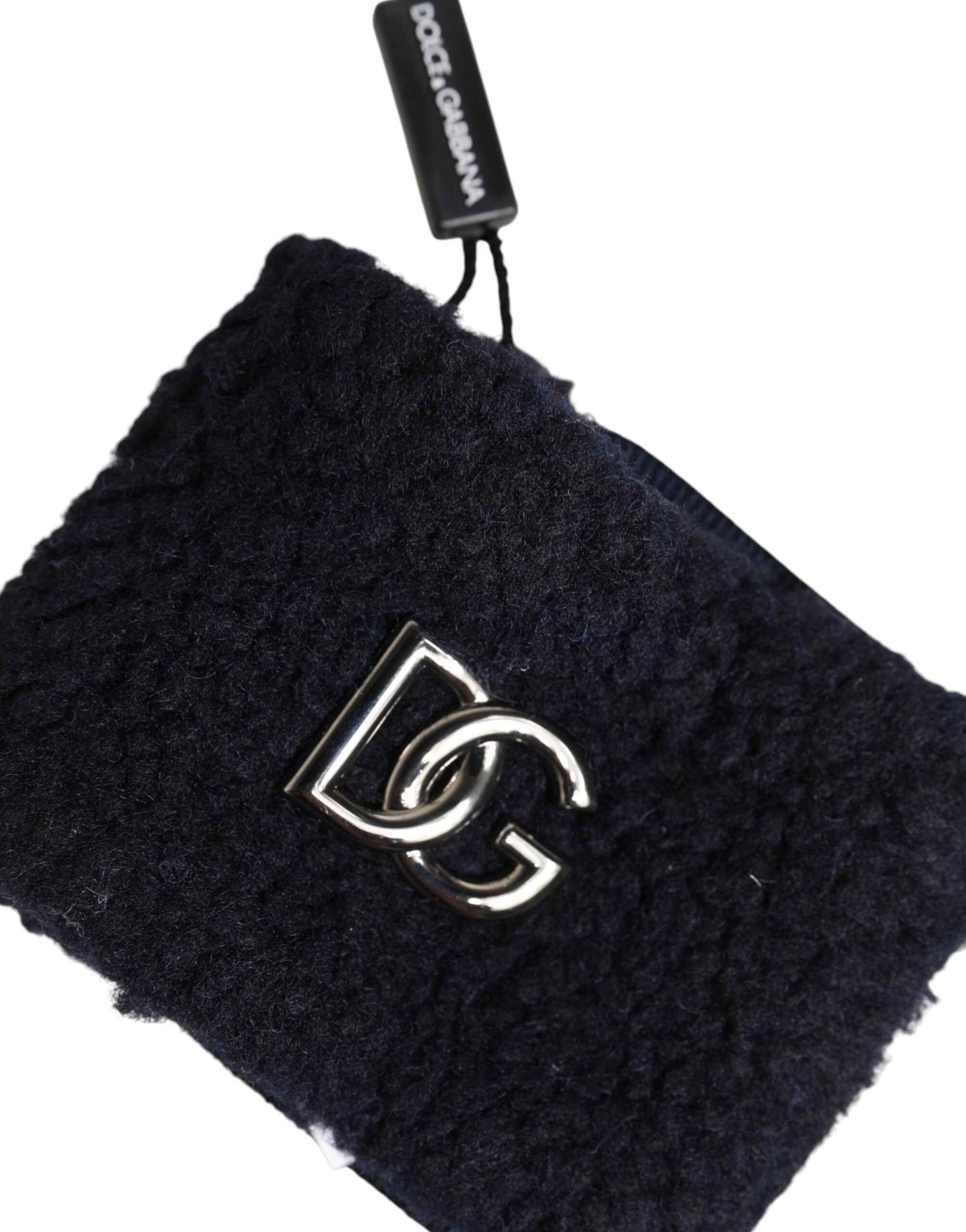Dolce & Gabbana Black Polyester Logo Plaque Men One Size Wristband