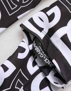 Dolce & Gabbana Black White DG Logo Elbow Length Mitten Gloves
