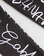 Dolce & Gabbana Black White DG Logo Elbow Length Mitten Gloves