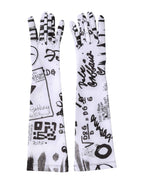 Dolce & Gabbana Black White DG Logo Elbow Length Mitten Gloves