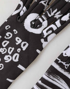 Dolce & Gabbana Black White DG Logo Elbow Length Mitten Gloves