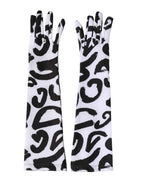 Dolce & Gabbana Black White DG Logo Elbow Length Mitten Gloves