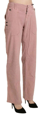 Ermanno Scervino Cotton Pink High Waist Straight Trouser Pants
