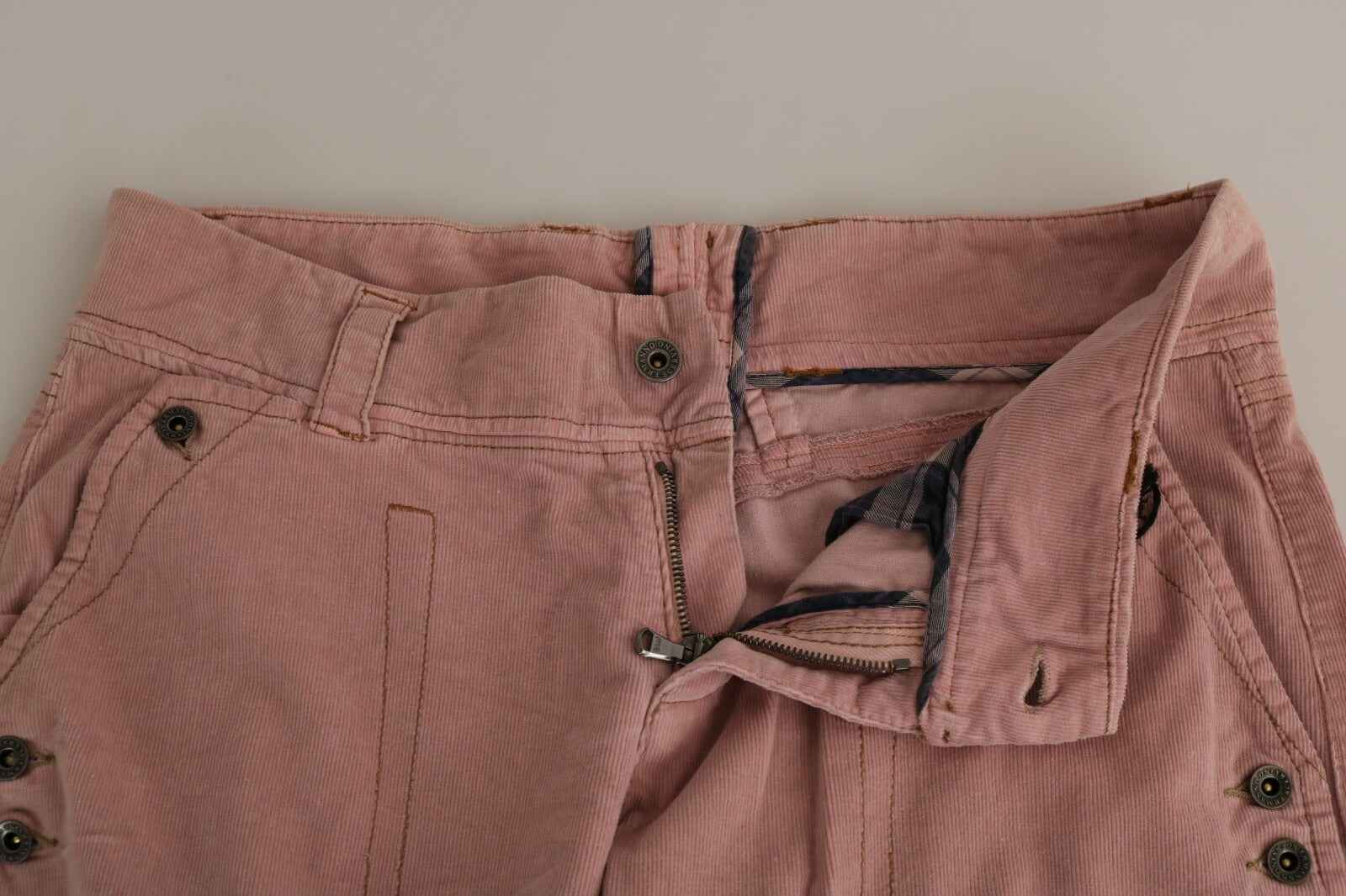 Ermanno Scervino Cotton Pink High Waist Straight Trouser Pants