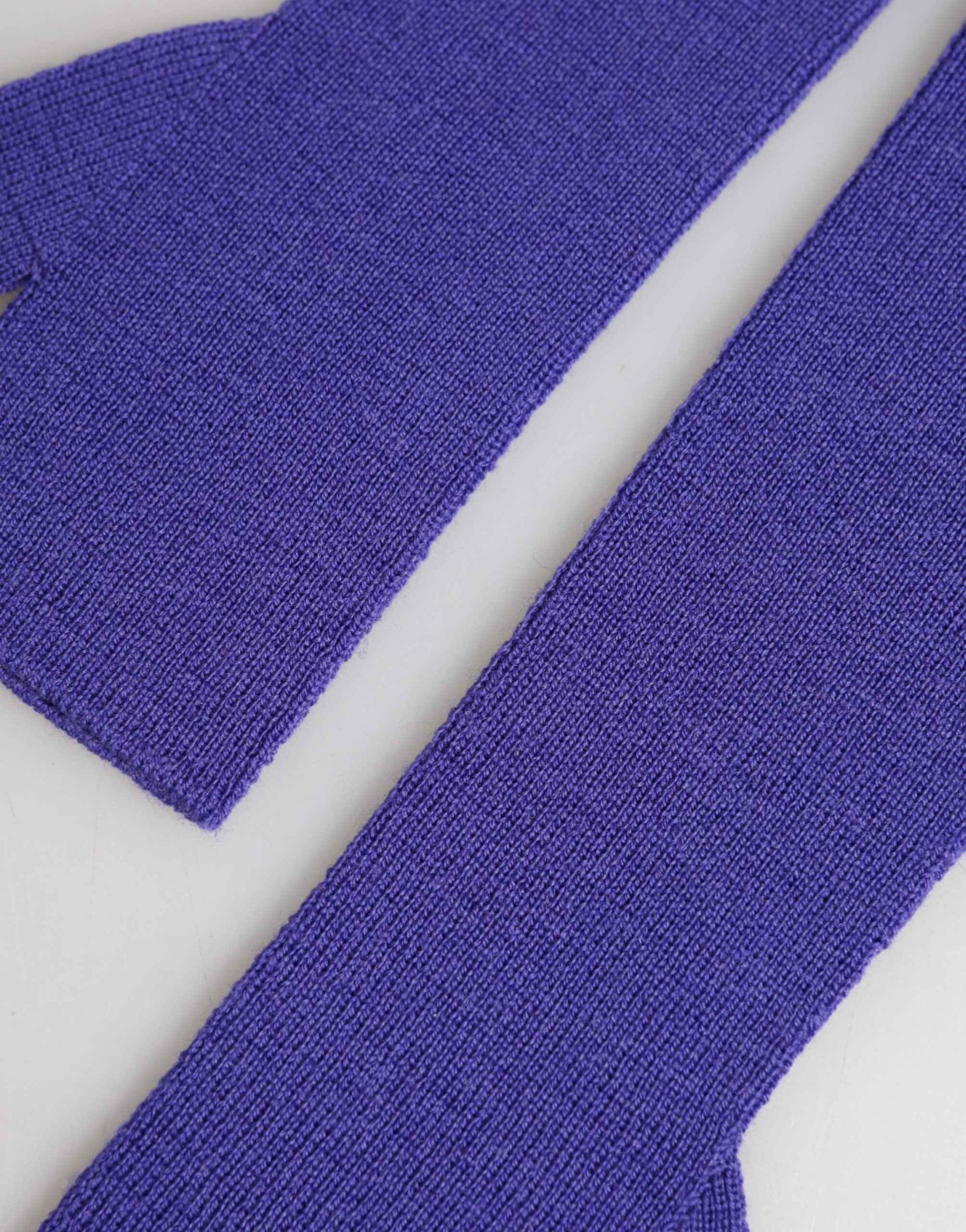 Dolce & Gabbana Violet Wool Fingerless Elbow Length Mitten Gloves