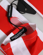 Dolce & Gabbana Red White Nylon Fingerless Wrist Length Gloves