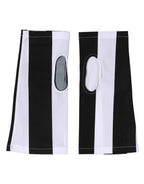 Dolce & Gabbana Black White Nylon Fingerless Wrist Length Gloves