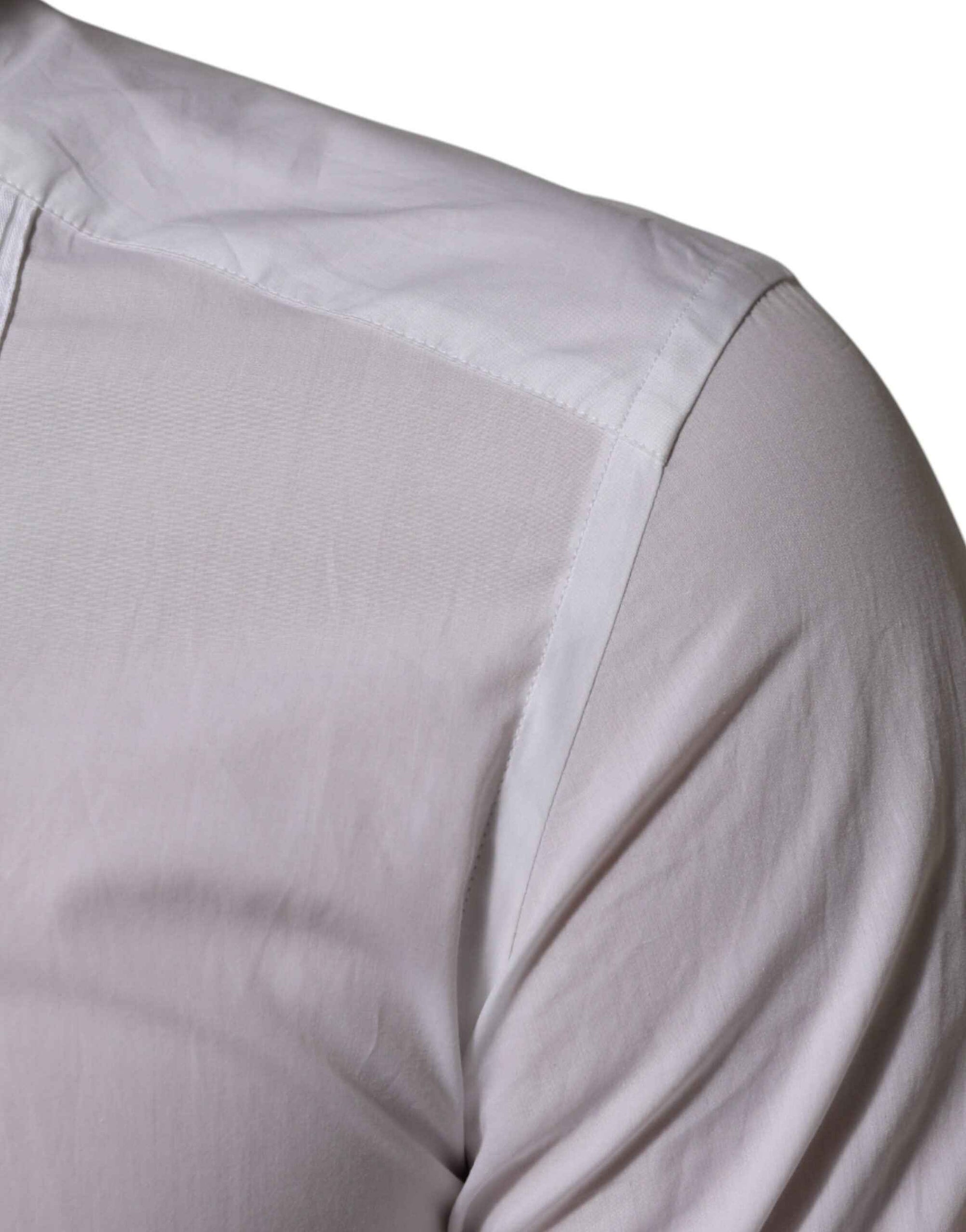 Dolce & Gabbana White Cotton Collared Long Sleeve GOLD Dress  Shirt