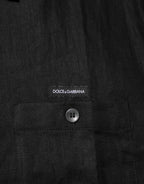 Carhartt Wip Black Linen Collared Short Sleeve Polo Shirt