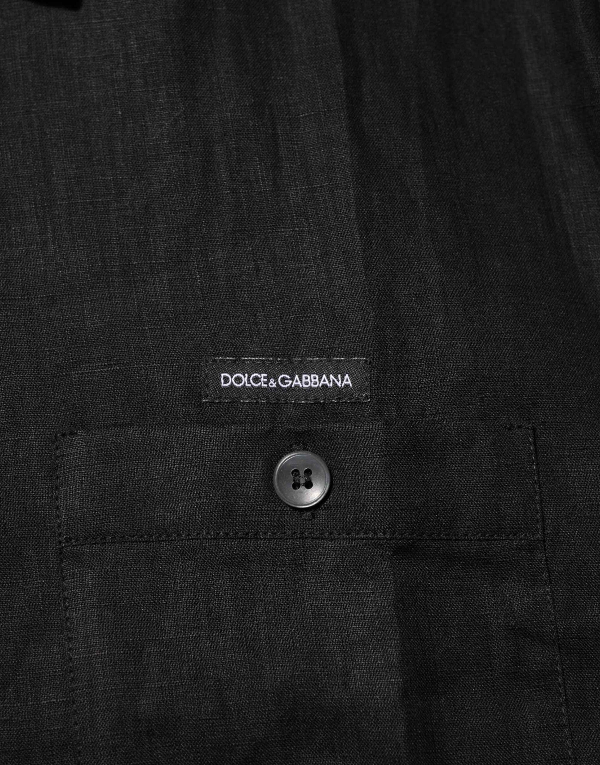 Carhartt Wip Black Linen Collared Short Sleeve Polo Shirt