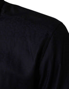 Dolce & Gabbana Blue Cotton Collared Long Sleeve GOLD Men Dress Shirt
