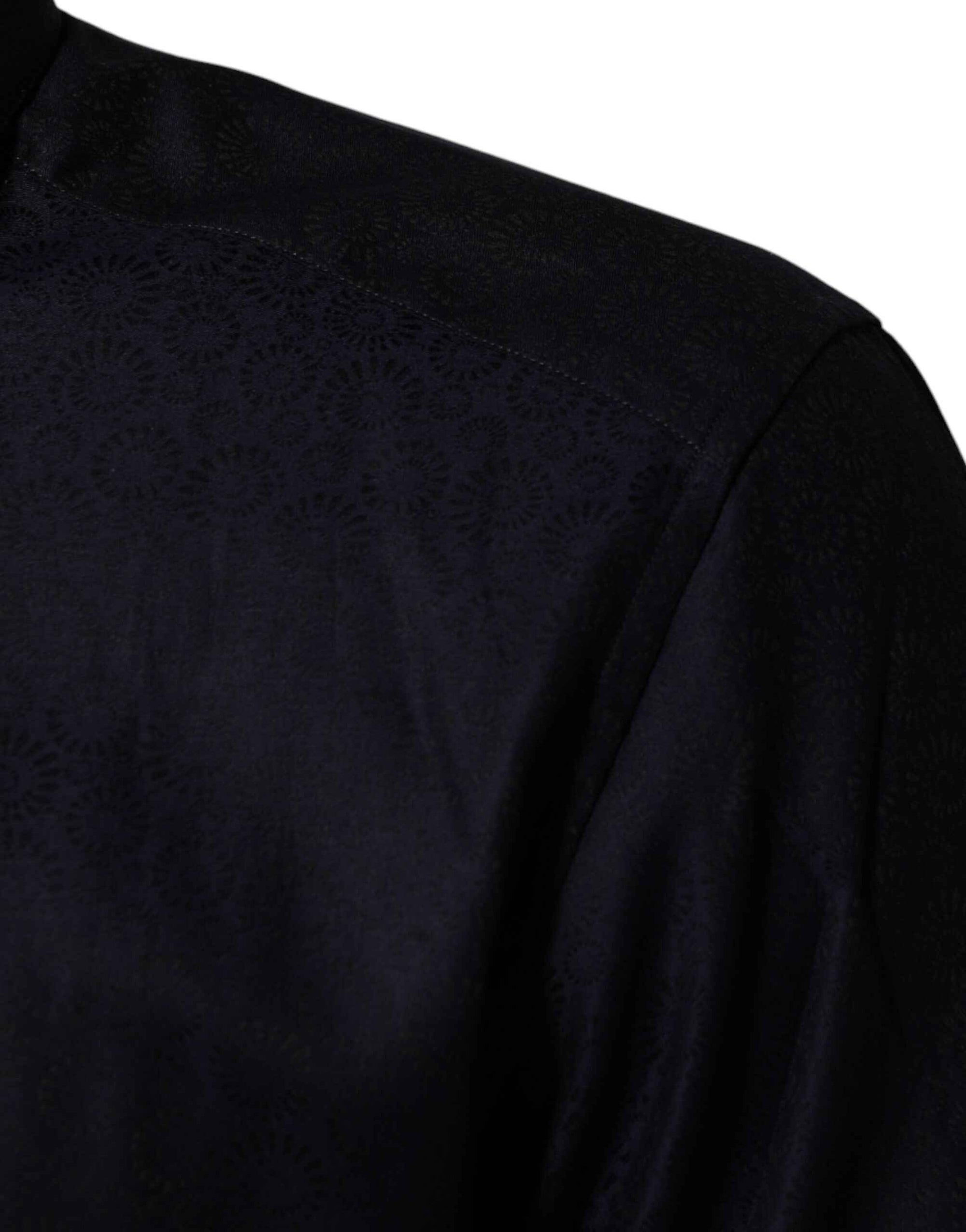 Dolce & Gabbana Blue Cotton Collared Long Sleeve GOLD Men Dress Shirt