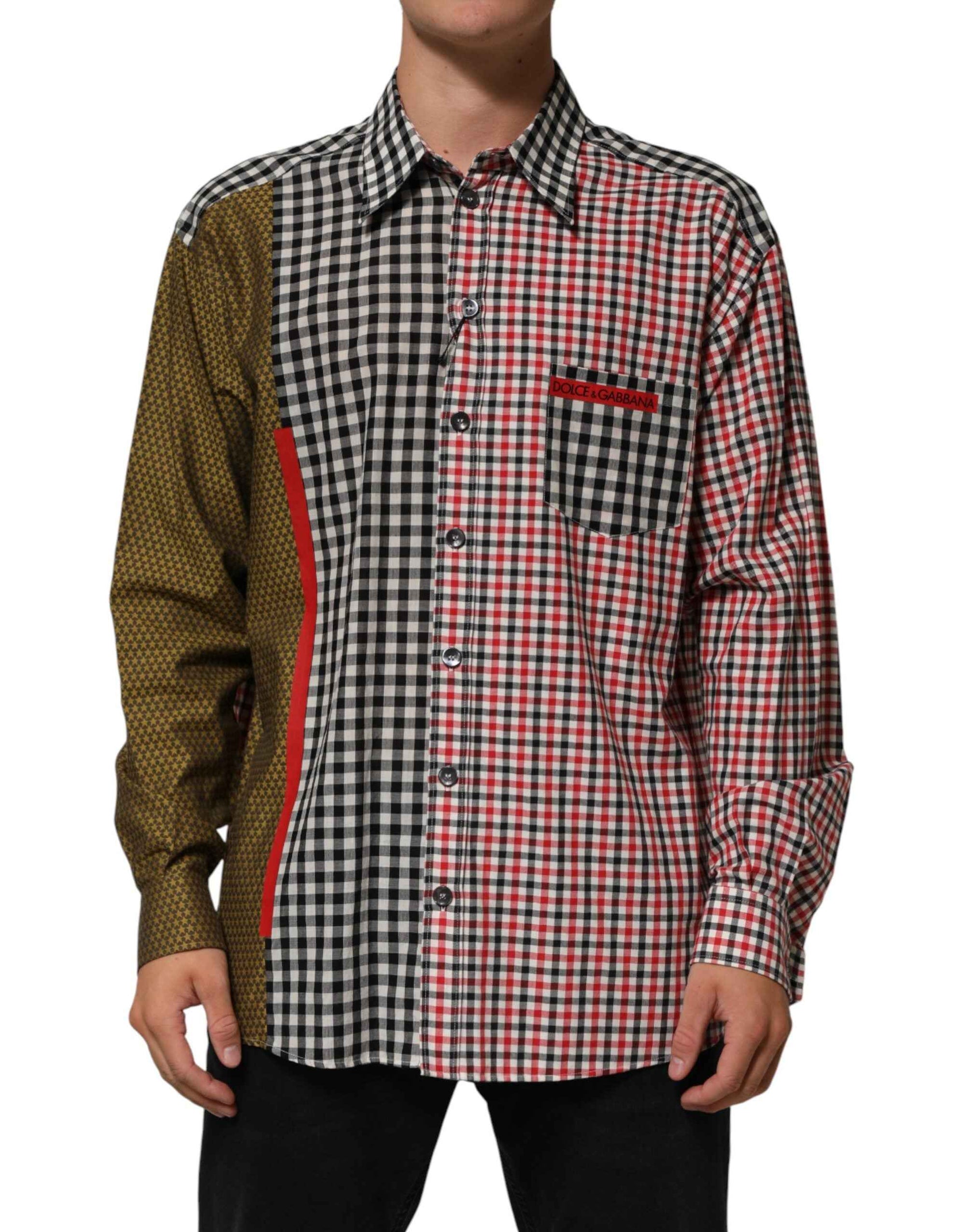 Dolce & Gabbana Multicolor Cotton Collared Checkered Shirt