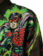 Dolce & Gabbana Brown Superhero Print Button Down Shirt