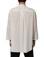 Dolce & Gabbana White Cotton Floral Print Button Down Shirt