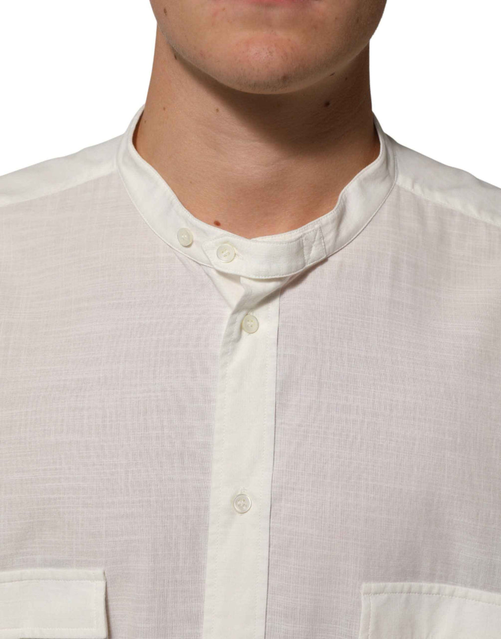 Dolce & Gabbana White Cotton Floral Print Button Down Shirt