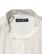 Dolce & Gabbana White Cotton Floral Print Button Down Shirt