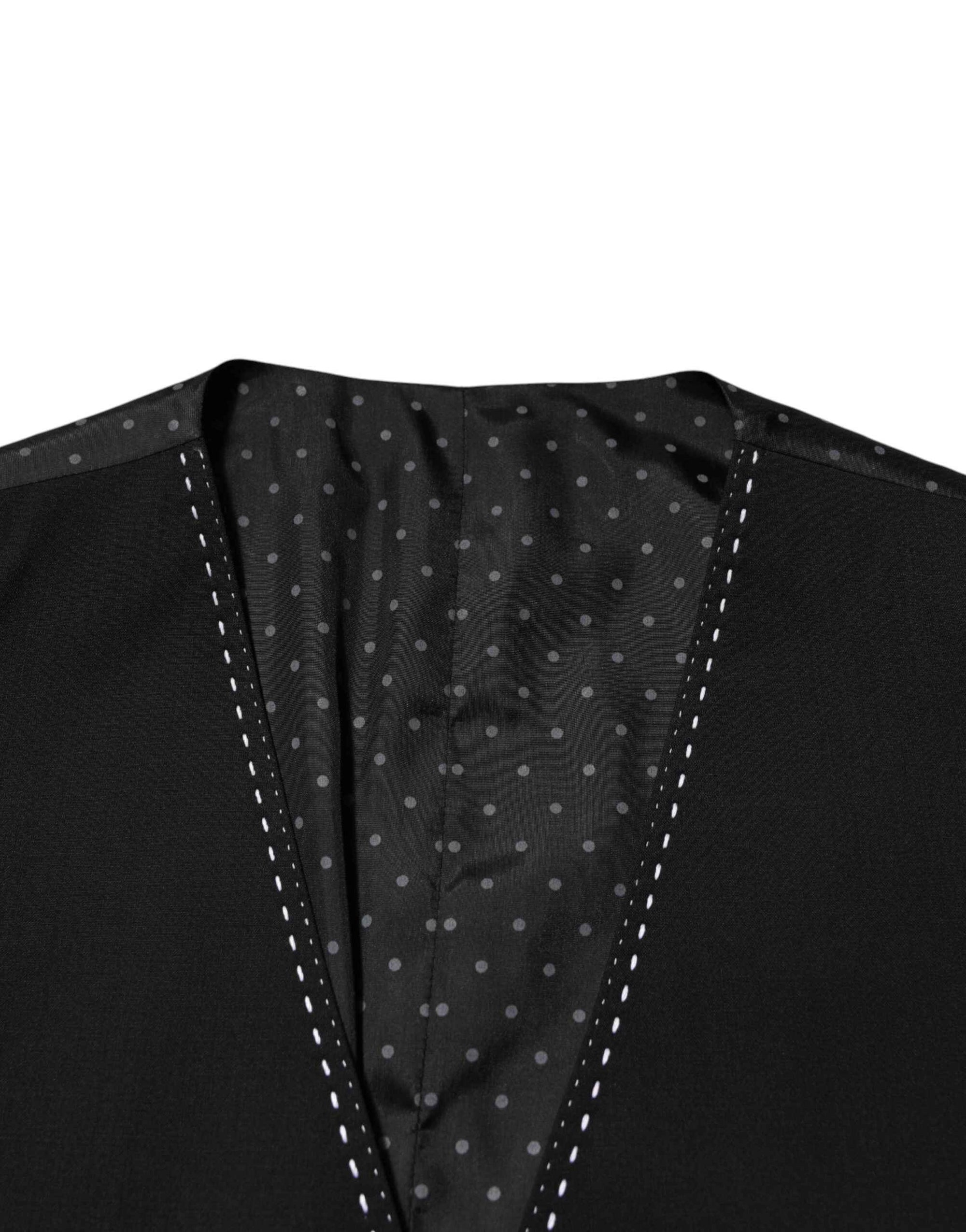 Dolce & Gabbana Black Wool Dress Formal Men Waistcoat Vest