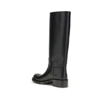 Prada Black Calf Leather Bos Taurus High Heel Boots