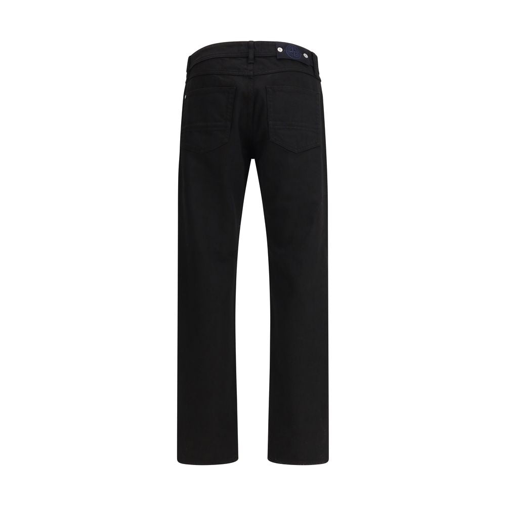 Stone Island Black Cotton Straight-Leg Jeans