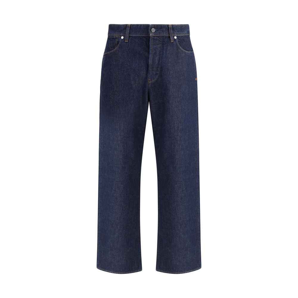 Stone Island Blue Cotton Straight-Leg Jeans