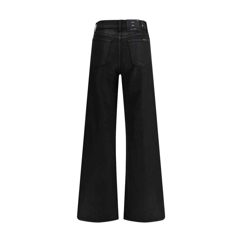 7FOR Black Cotton Flared Jeans