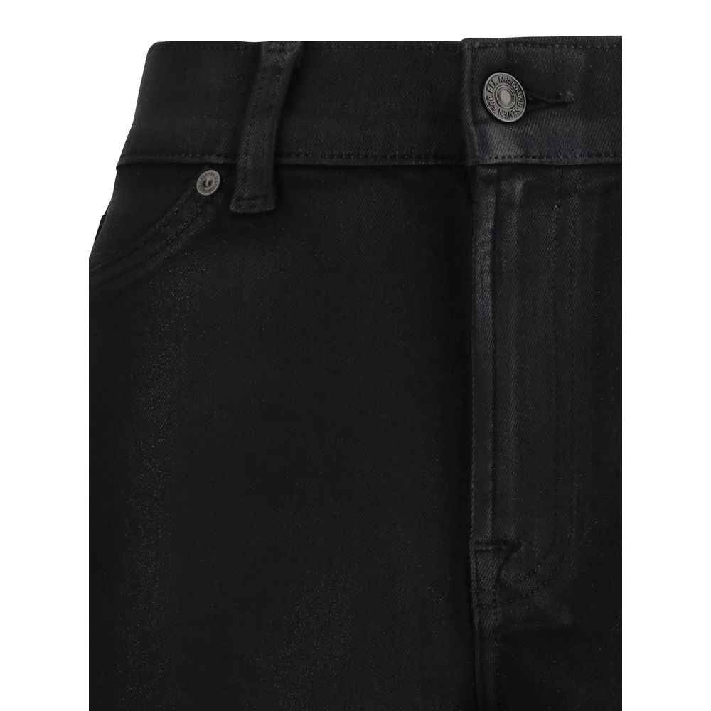 7FOR Black Cotton Flared Jeans