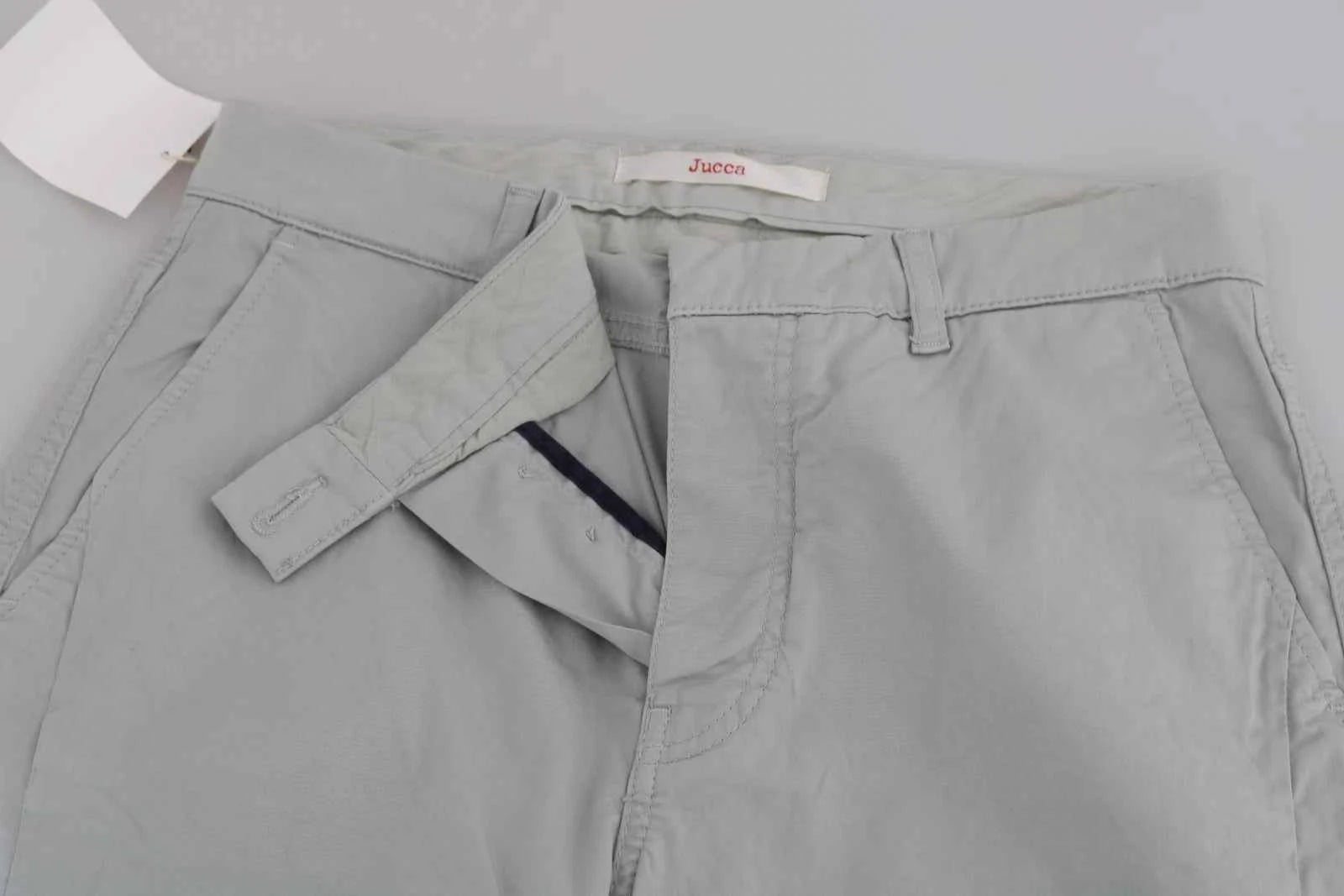 Jucca Cotton Gray High Waist Skinny Cropped Trousers Pants