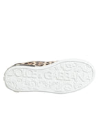 Dolce & Gabbana Brown Leather Leopard Low Top Sneakers Shoes