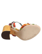 Dolce & Gabbana Multicolor Floral Crystal Embellished Sandals Shoes