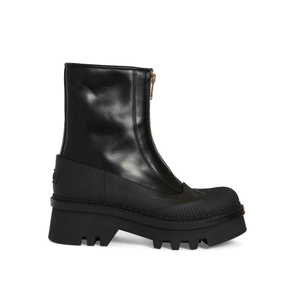 Chloé Black Calfskin Lace-Up Boots