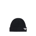 Prada Black Fleece Wool Beanie