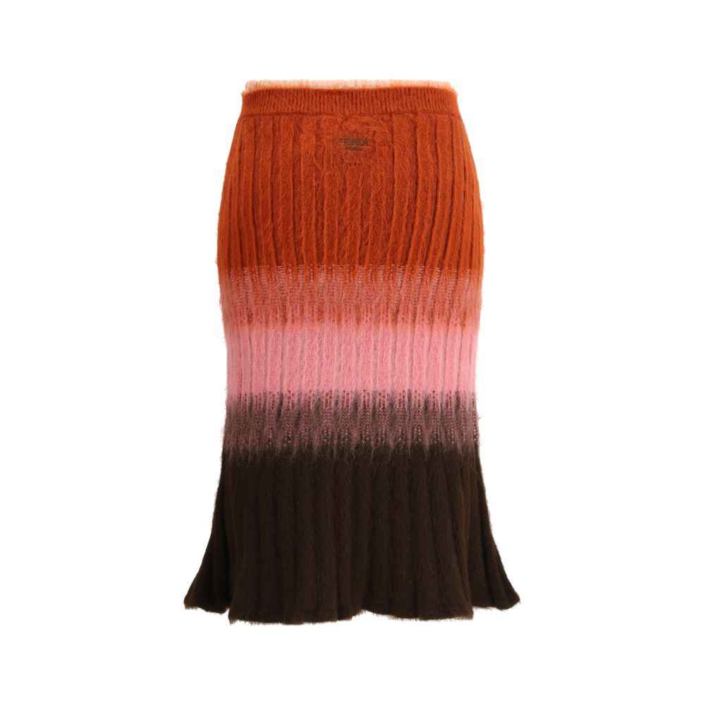 Fendi Multicolor Mohair Midi Skirt