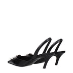 Amina Muaddi Black Leather High Heel Pumps