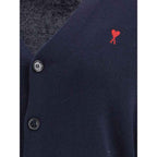 Ami Paris Blue Merino Wool Cardigan