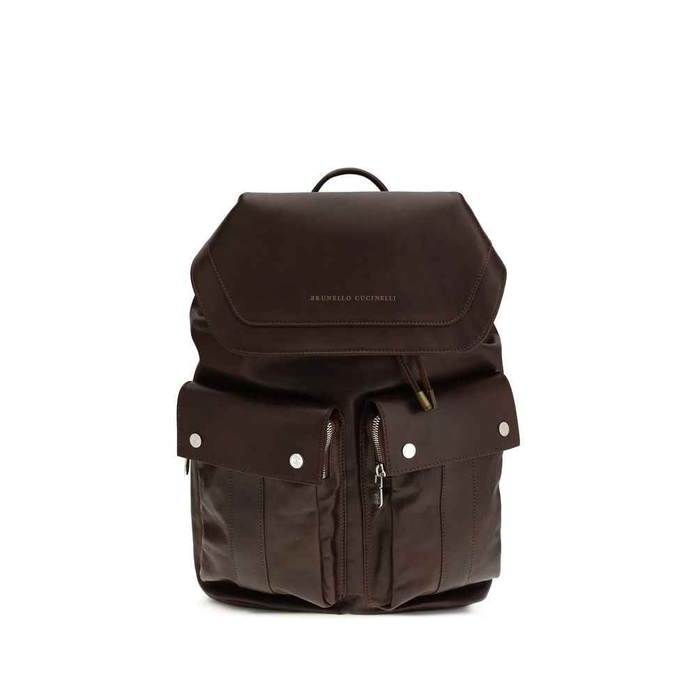 Brunello Cucinelli Brown Calf Leather Bos Taurus Backpack