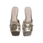 PINKO Gold Leather Flat Sandals
