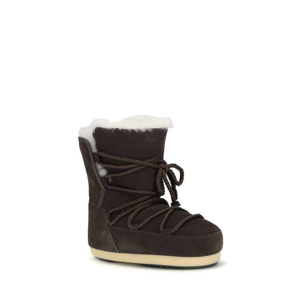 Moon Boot Brown Leather Lace-Up Boots
