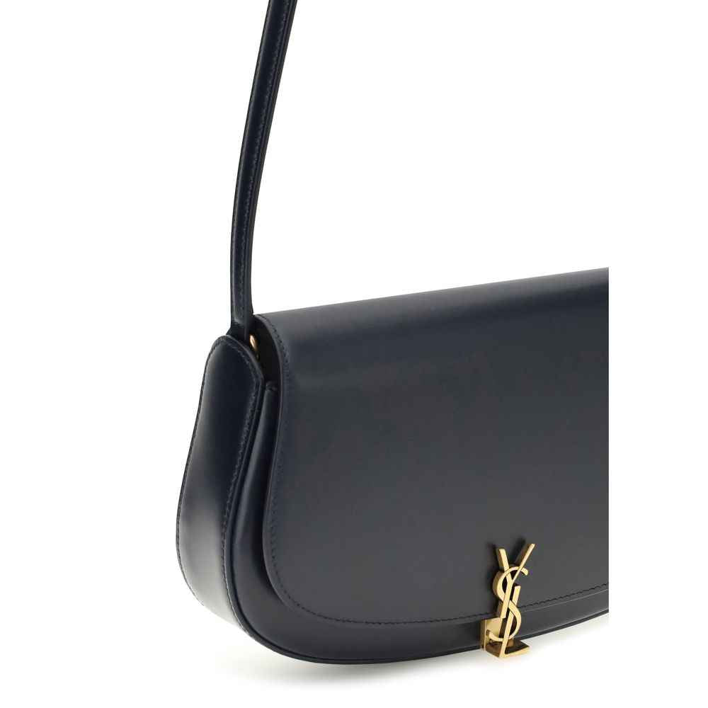 Saint Laurent Blue Calf Leather Bos Taurus Shoulder Bag