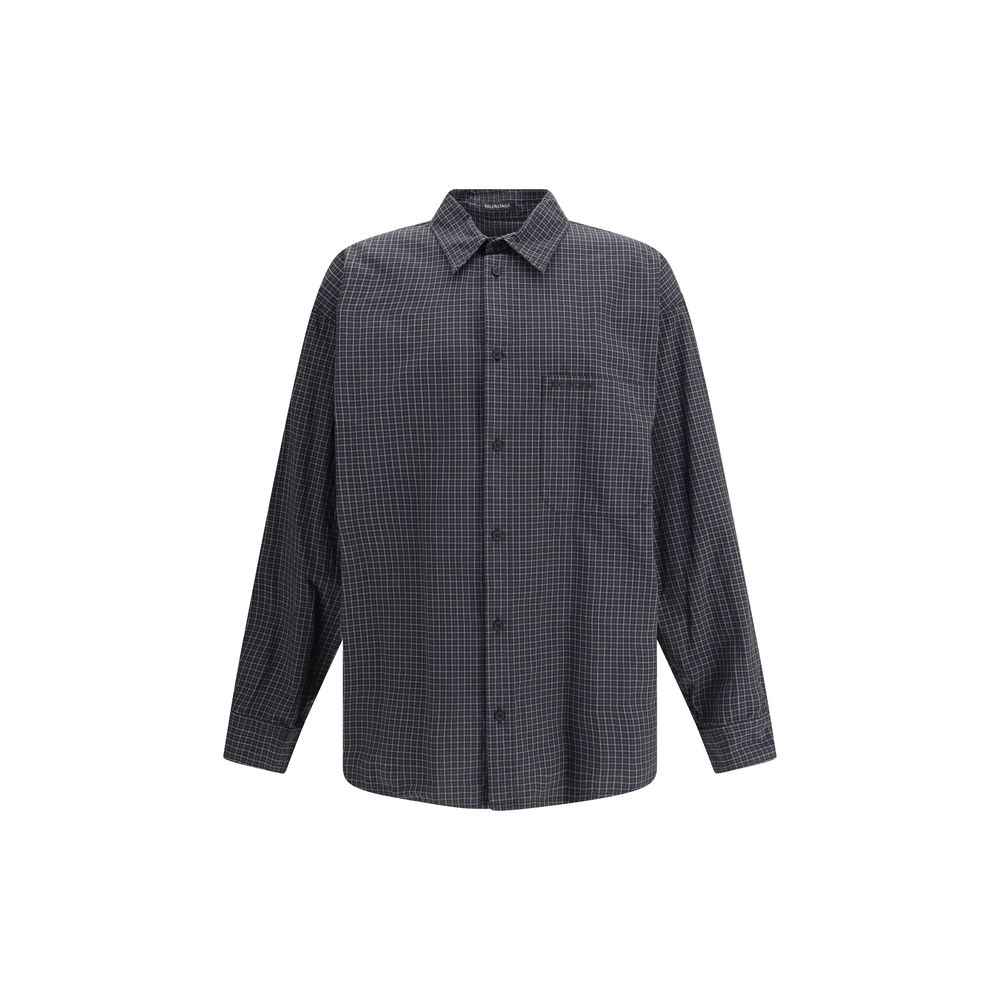 Balenciaga Black Wool Pattern Shirt