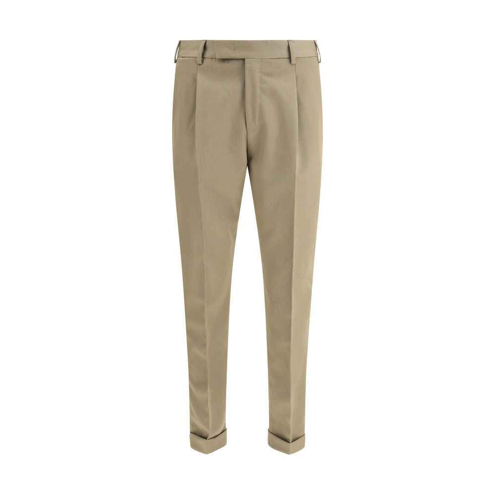 PT Torino Green Fleece Wool Dress Pants